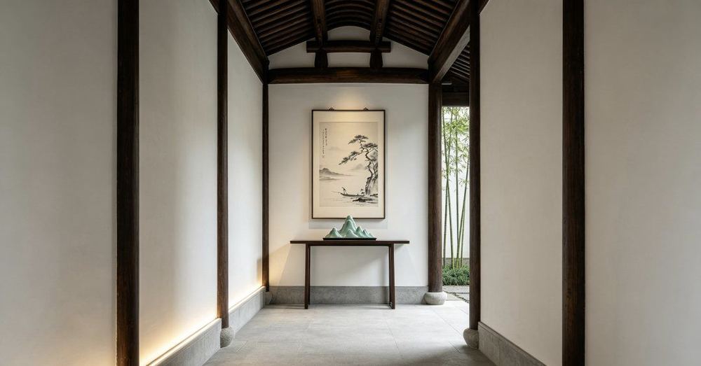 走廊 · 竹影 - 神木静墨轩装裱案例